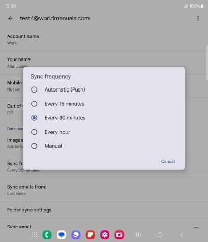 Press the required setting.