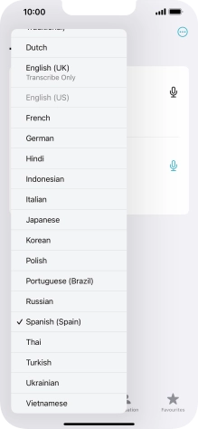Press the required target language.