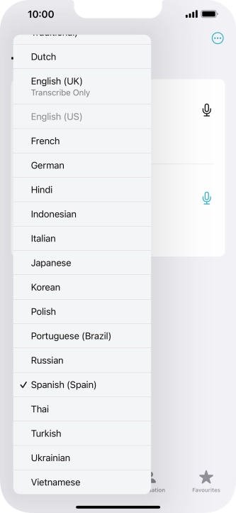 Press the required target language.