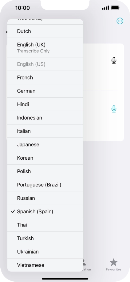 Press the required target language.