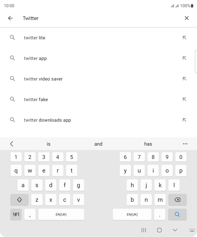 Key in Twitter and press the search icon.