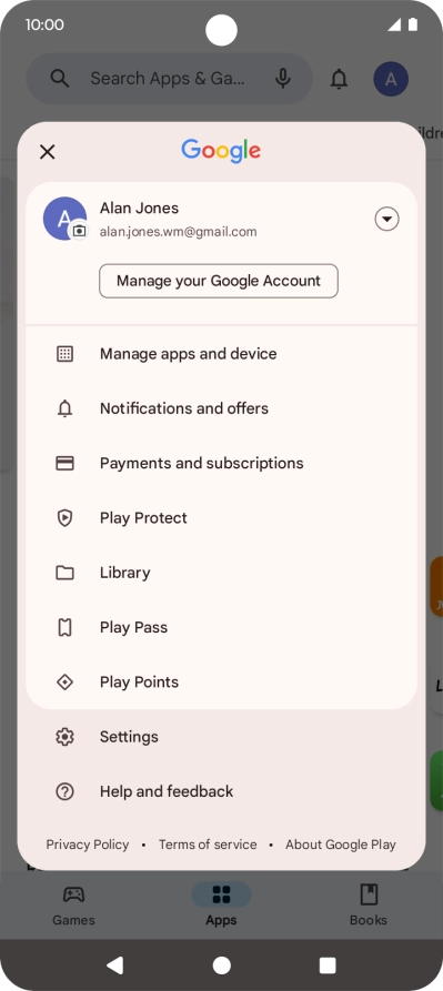 Press Manage apps and device.