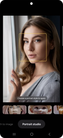 To change your portrait photos to different styles, press Portrait studio.