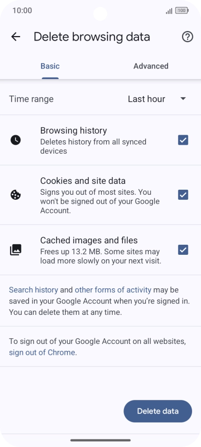 Press the fields next to the required data types.