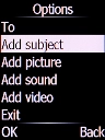 Select Add subject and press the Left selection key.