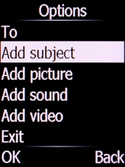 Select Add subject and press the Left selection key.