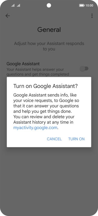 If you turn on the function, press TURN ON.