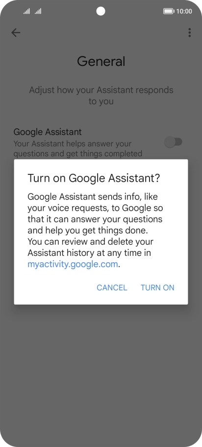 If you turn on the function, press TURN ON.