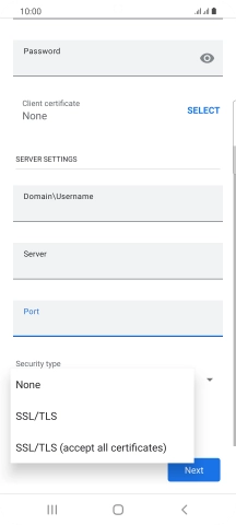 Press the required setting.