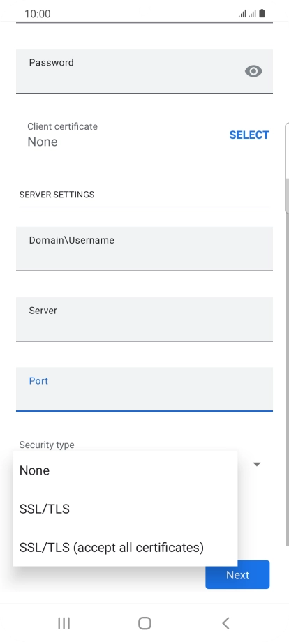 Press the required setting.