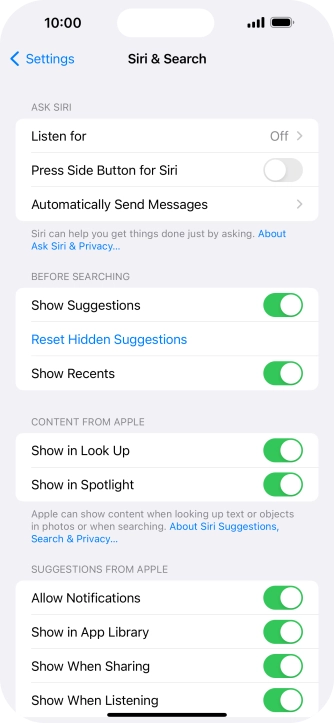 Press the indicator next to 