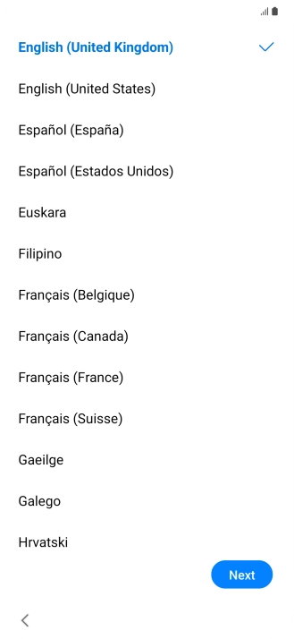 Press the required language. Press the required language.