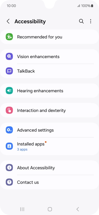 Press Vision enhancements and follow the instructions on the screen to select the required settings.
