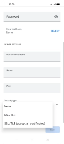 Press the required setting.
