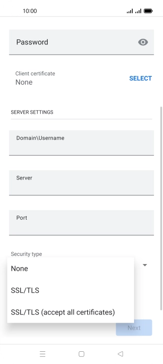 Press the required setting.