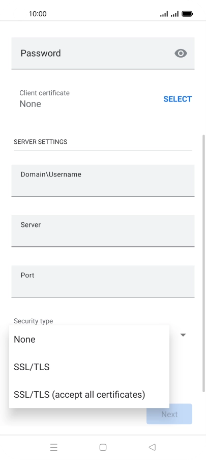 Press the required setting.