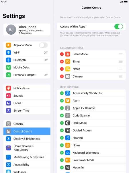 Press the indicator next to 
