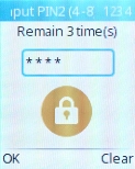 Key in your PIN2 and press the Left selection key. The default PIN2 is 1111.