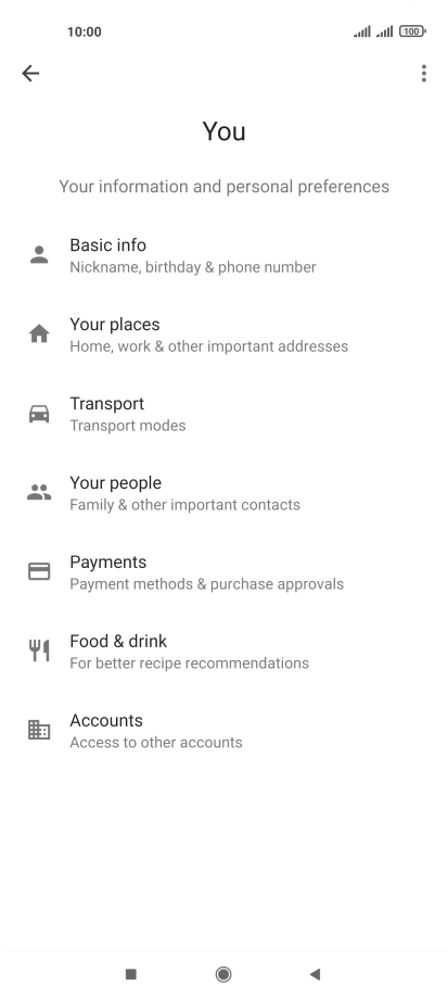 Press Basic info and follow the instructions on the screen to select phone owner settings.