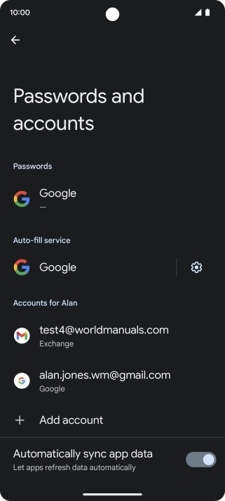 Press the required email account.