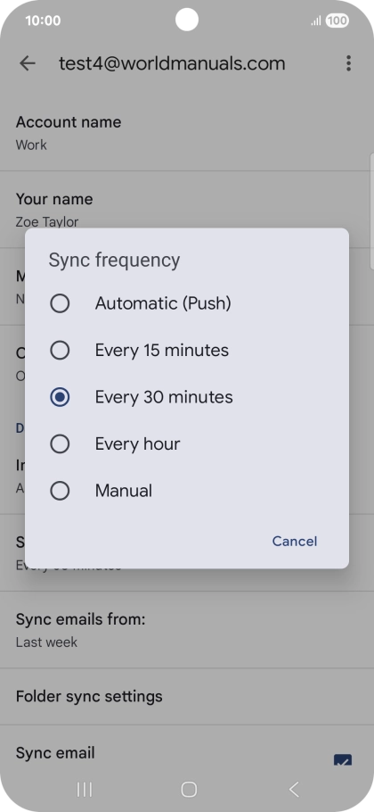 Press the required setting. Press the required setting.
