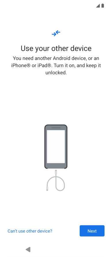 Press Can't use other device?. Press Can't use other device?.