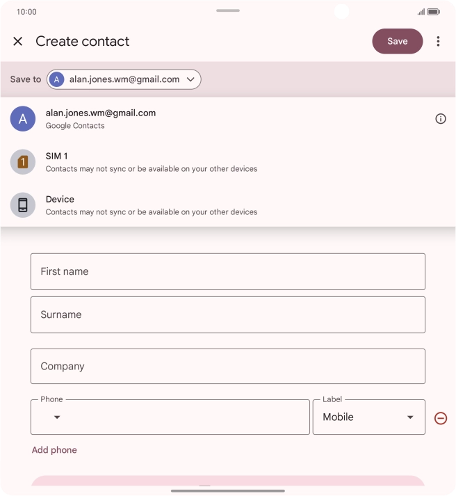 Press the required Google account.