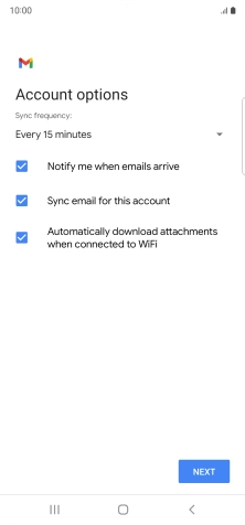If this screen is displayed, you email account has been recognised and set up automatically. Follow the instructions on the screen to key in more information and finish setting up your phone.