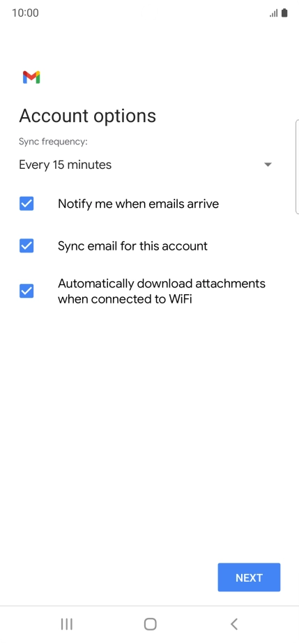 If this screen is displayed, you email account has been recognised and set up automatically. Follow the instructions on the screen to key in more information and finish setting up your phone.