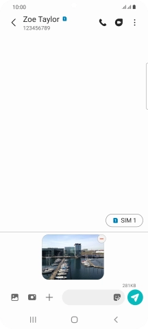 Press the text input field and write the text for your picture message.