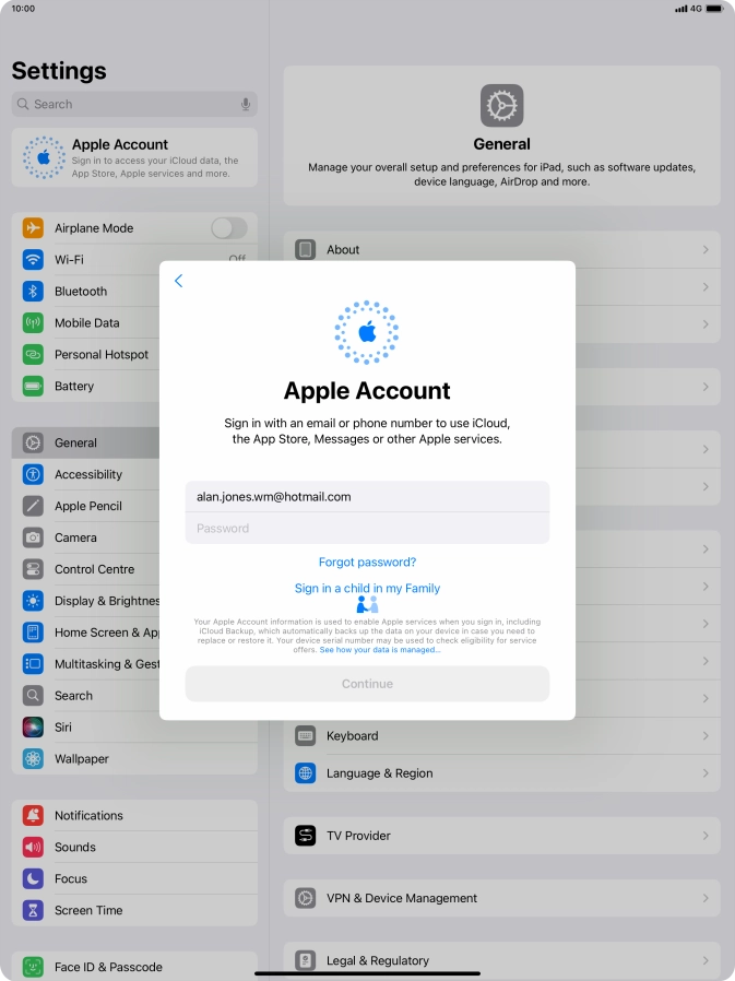 Press Password and key in the password for your Apple ID. Press Password and key in the password for your Apple ID.