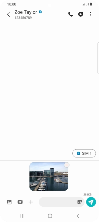 Press the text input field and write the text for your picture message.