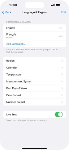 To subsequently select another language as the default language, press the move icon next to the required language and drag it to the top of the list.