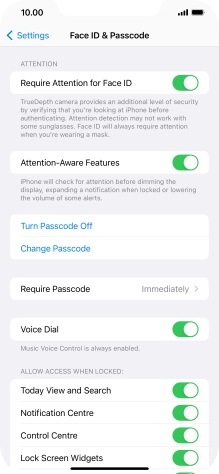 Press Turn Passcode Off and key in the phone lock code.