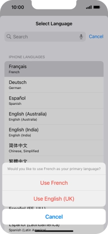 To select the new language as the default phone language, press Use ‹language› .