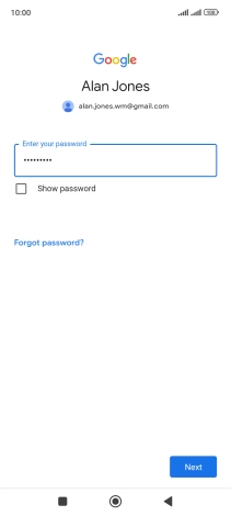 Press Next and follow the instructions on the screen to select settings for your Google account.