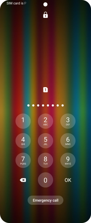 Key in the PUK and press OK.