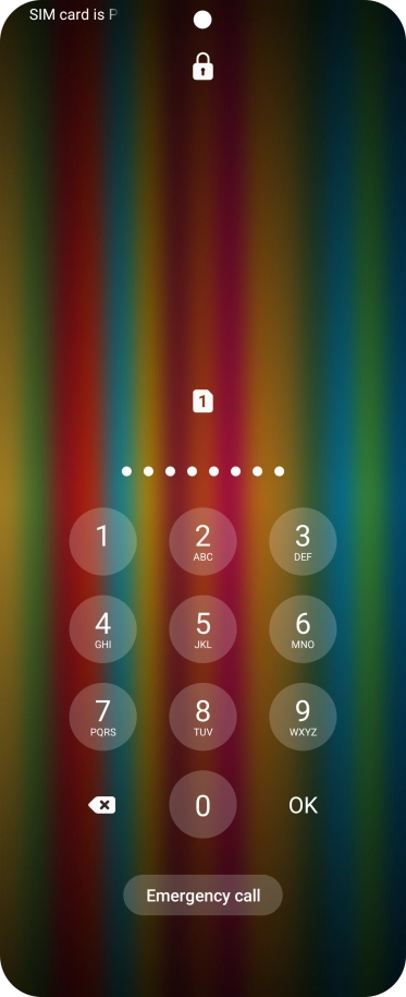 Key in the PUK and press OK.