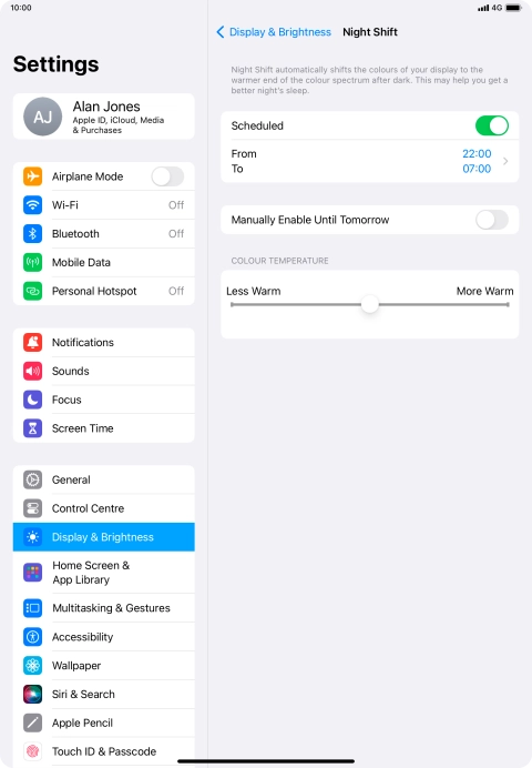 Press the indicator next to 