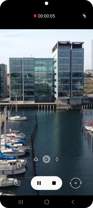 Press the stop icon to stop recording.