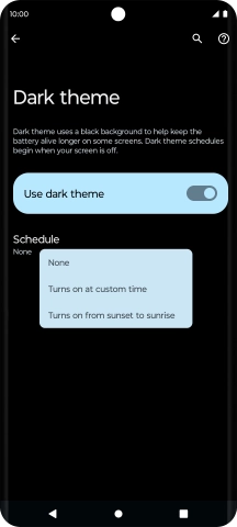 Press the required setting to turn the function on or off.