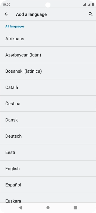 Press the required language to add it to the list of phone languages.