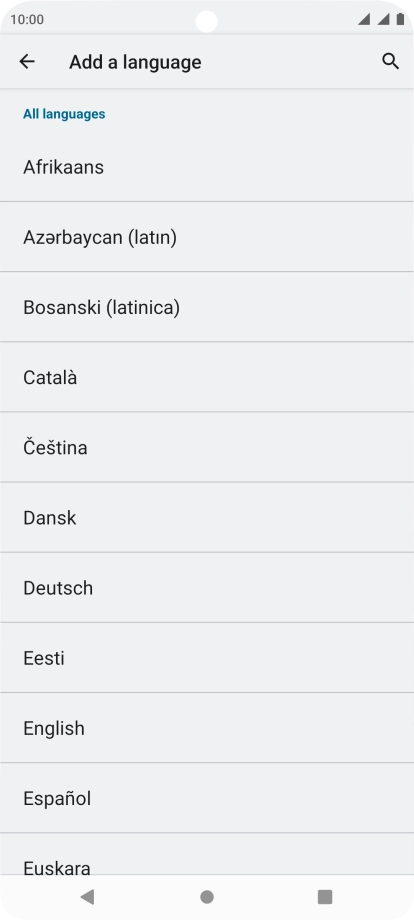 Press the required language to add it to the list of phone languages.