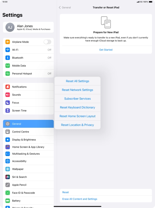 Press Reset All Settings.
