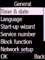 Select Time & date and press the Left selection key.