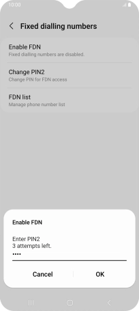 Key in your PIN2 and press OK. The default PIN2 is 1111.