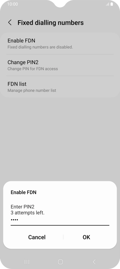 Key in your PIN2 and press OK. The default PIN2 is 1111.