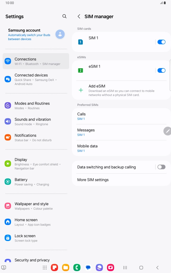 Press the required eSIM. Press the required eSIM.