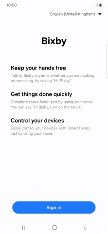 Press Sign in and follow the instructions on the screen to log on to your Samsung account.