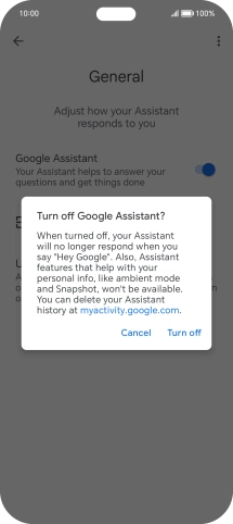 If you turn off the function, press Turn off.